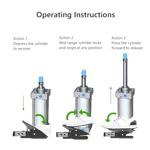 5 Way 3 Position Pneumatic Valve, 1Mpa Center Closed Foot Pedal Valve with G1/4" Port,Aluminum Alloy Raise Lower Hold at Any Height Foot Air Pressure Control Valve 2