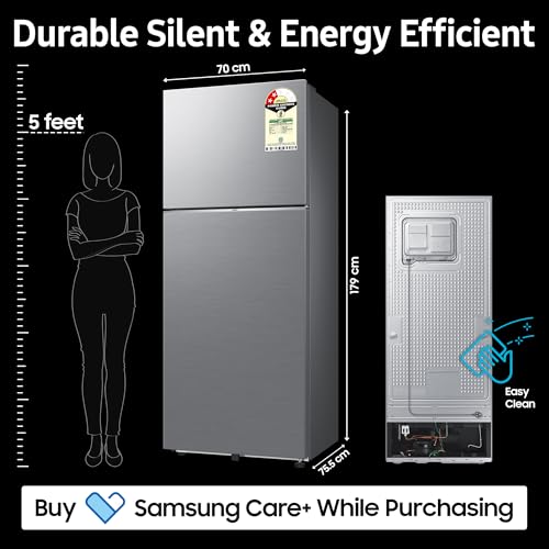 Samsung 419 L, 2 Star, Convertible 5-in-1, Digital Inverter, Frost Free Double Door, Bespoke AI WiFi Enabled Refrigerator (RT45DG6A2BS8HL, Silver, Elegant Inox) 5