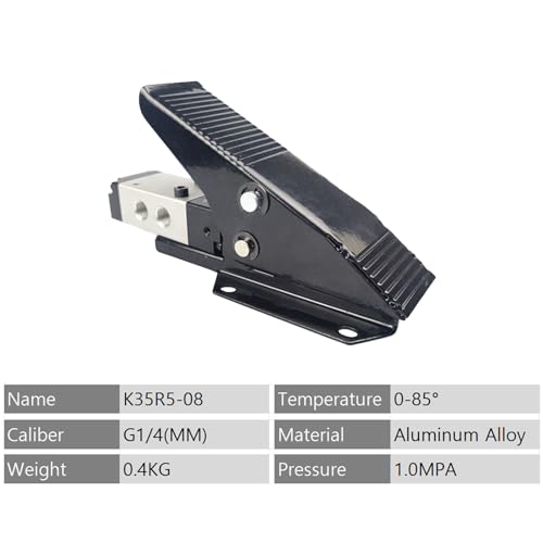 5 Way 3 Position Pneumatic Valve, 1Mpa Center Closed Foot Pedal Valve with G1/4" Port,Aluminum Alloy Raise Lower Hold at Any Height Foot Air Pressure Control Valve 5