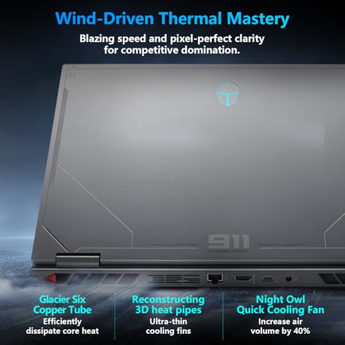Thunderobot Radiant 16 i9 5080 2.5K Gaming Laptop | 16" QHD+ | up to 300Hz Refresh Rate | Intel Core i9-14900HX | GeForce RTX 5080 | 32GB DDR5 | 1TB SSD | RGB Backlit | Wi-Fi 6 | Win11 Home | Black 5