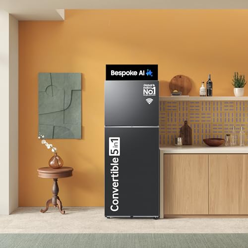 Samsung 350 L, 3 Star, Convertible 5-in-1, Digital Inverter, Frost Free Double Door, WiFi Enabled Bespoke AI Refrigerator (RT38DG5A4DBXHL, Luxe Black) 5