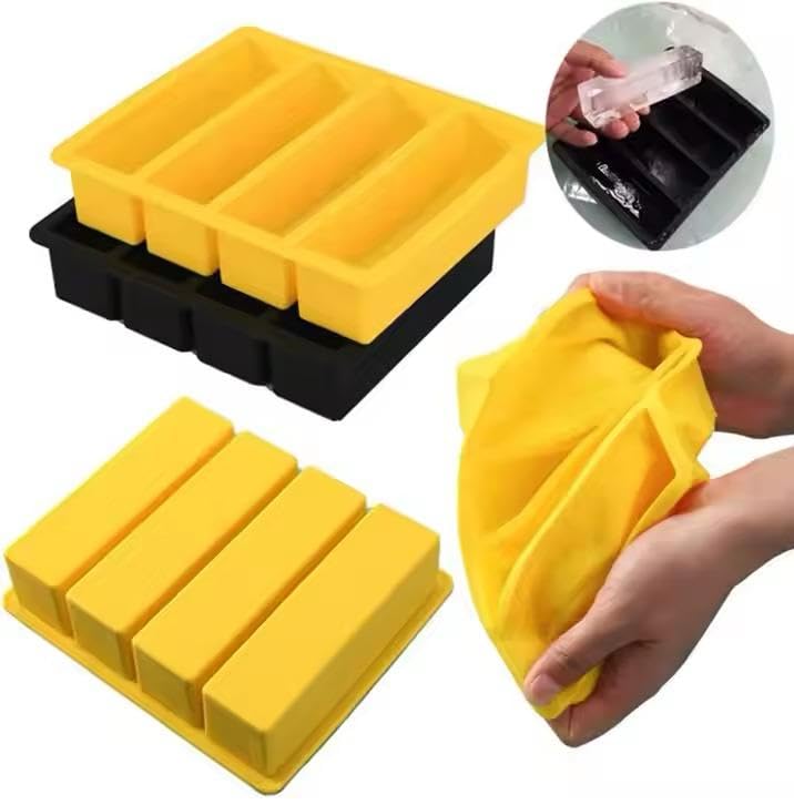 Kepzell BPA Free 4 Big Ice bar Tray Mold Giant Jumbo Large Food Grade Silicone Ice Cube Rectangle Tray Mold DIY Ice Maker Ice Cube Tray (2) 6