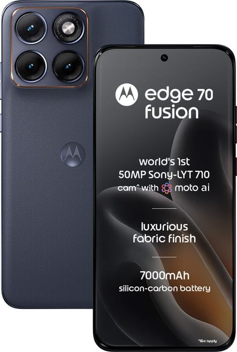 Motorola Edge 70 Fusion 5G (Pantone Silhouette, 8GB RAM, 128GB Storage) | AI Features | 6.78-inch 144Hz AMOLED | Snapdragon 7s Gen 4 | 50MP + 13MP Camera | 32MP Selfie | 7000mAh | 68W TurboPower 2