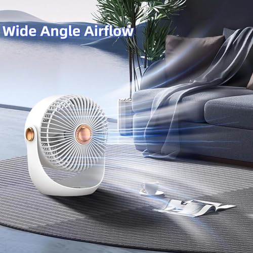 Akari Ak-6" Rechargeable Table Fan USB TYPE C Desktop Air Circulation Fan Desktop Mini Fan Three-speed Adjustable Office Home Fan Table Fans (VAAYU-WHITE) 2