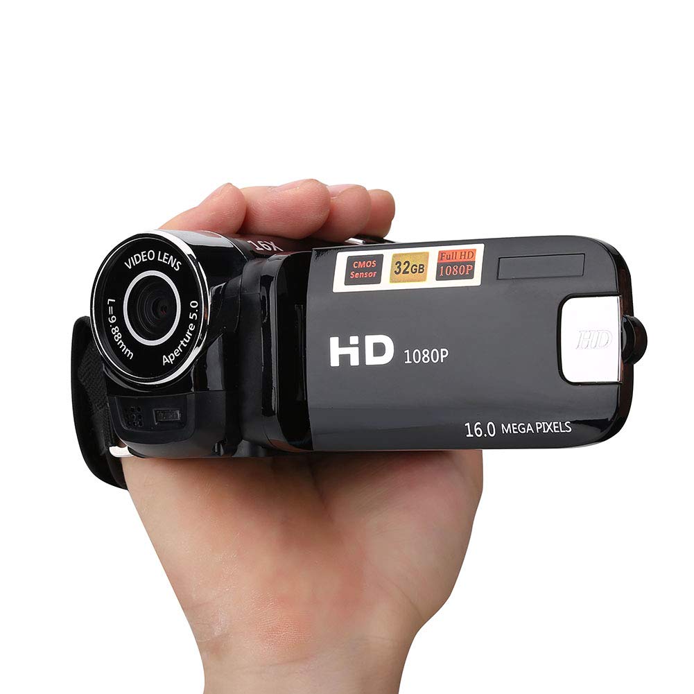 Digital Camcorder, Full HD 270° Rotation 1080P 16X High Definition Video DV Camera Professional Shooting Video Camera for Home Party Outdoor Picnic Camping(Black, U.S. regulations) 1