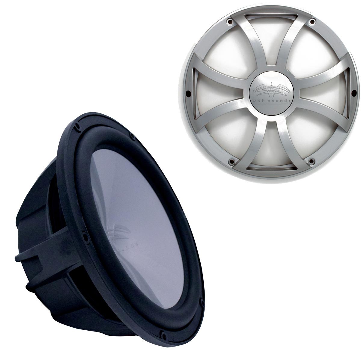 wet sounds Revo 10" Subwoofer & Grill - Black Subwoofer & Silver XS Grill - 4 Ohm 1