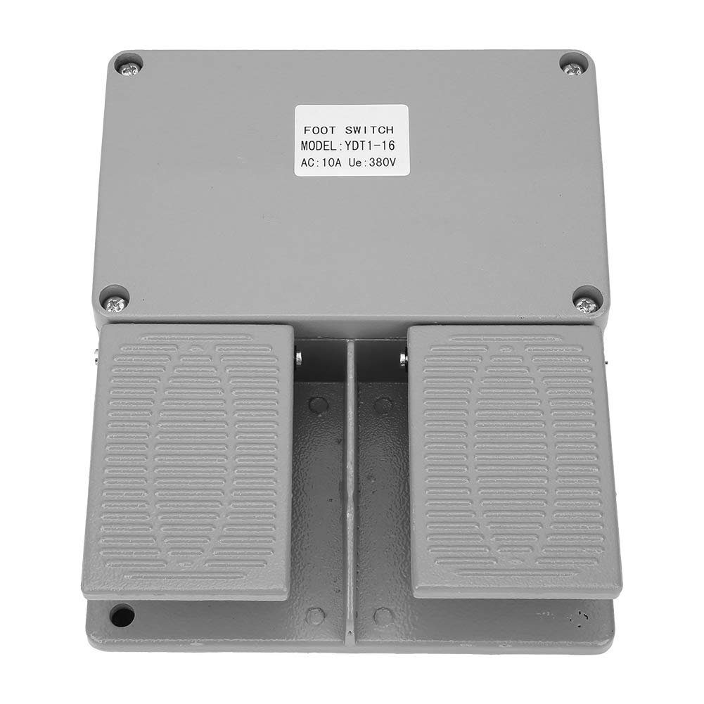 Foot Switch,Dual Foot Pedal Switch,Momentary Foot Operated Pedal Controller Power Switch 380VAC 10A, for lathes,Drills, Punching Machines, 6