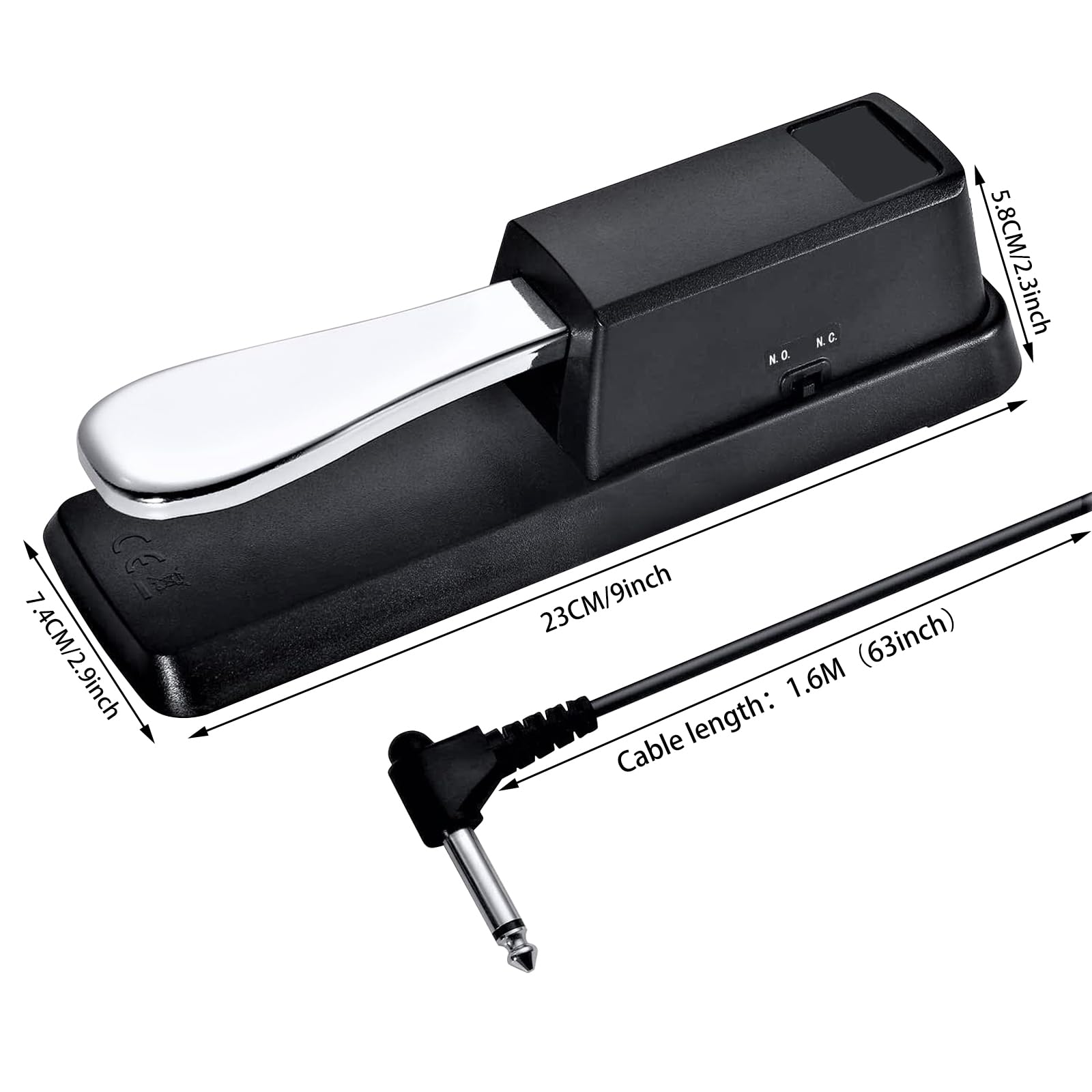 LokFy Sustain Pedal, Universal Electronic Organ Keyboard Pedal with Polarity Switch 1/4'' Input Plug, suitable for Digital Electric Piano, Piano Keyboard/MIDI Keyboard/Synthesizer, etc 5