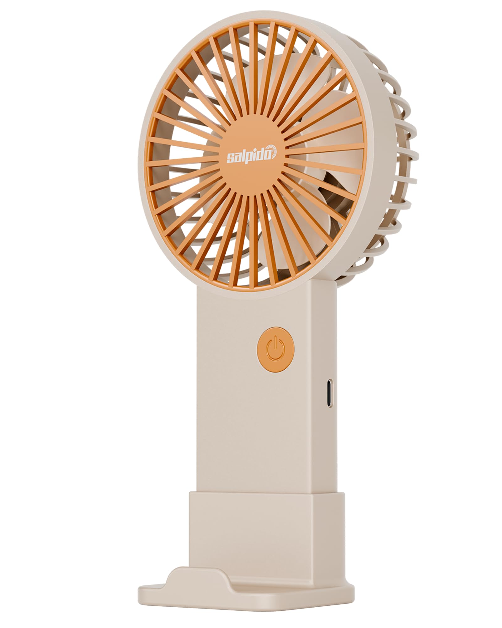 Salpido Mini Portable Handheld & Desktop Fan with Phone Holder, 3-Speed Adjustment, Type-C Charging (Cable Included), Silent Compact Travel Fan for Office, Desk, Home & Outdoor Use (SAL-TF01 - White) 1