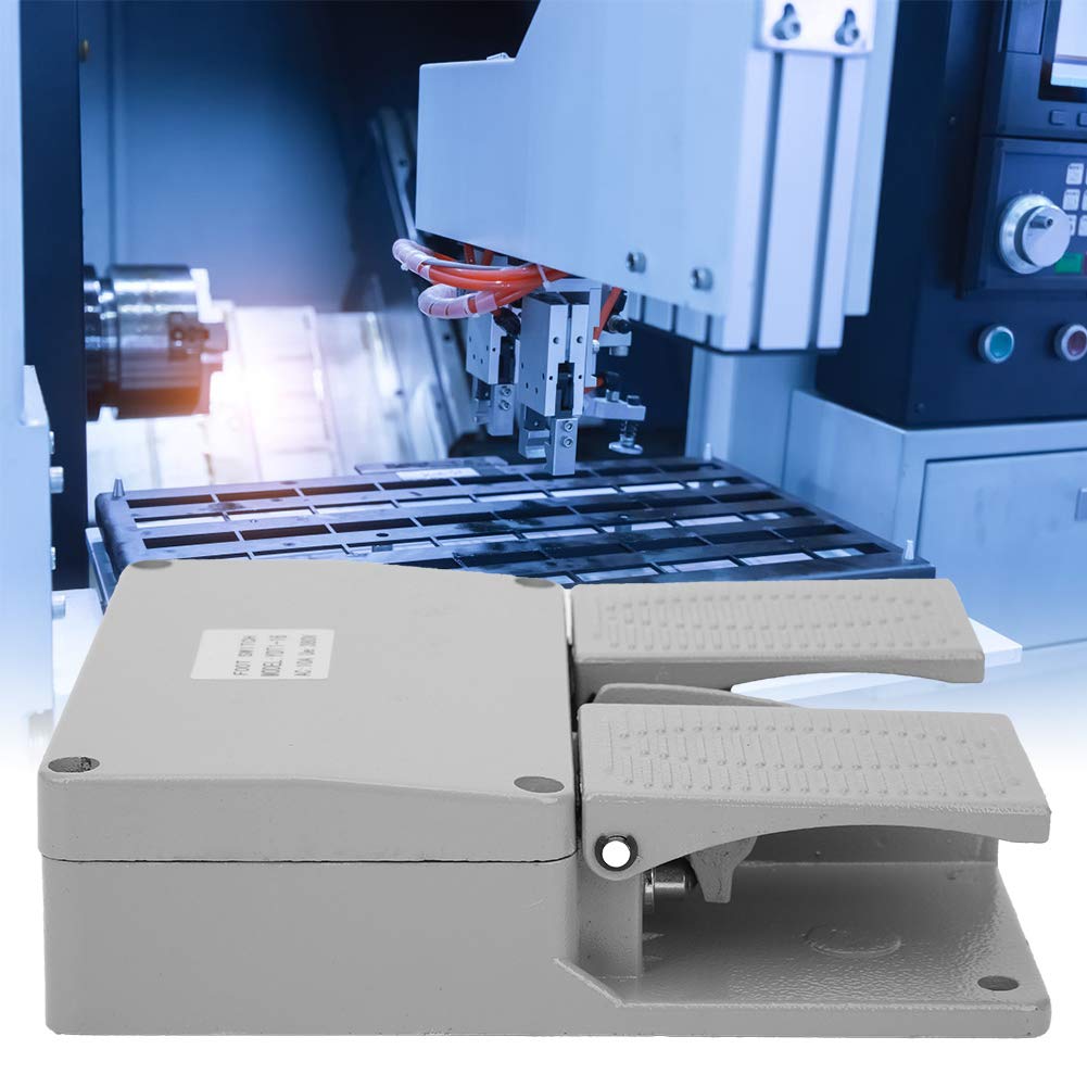 Foot Switch,Dual Foot Pedal Switch,Momentary Foot Operated Pedal Controller Power Switch 380VAC 10A, for lathes,Drills, Punching Machines, 4