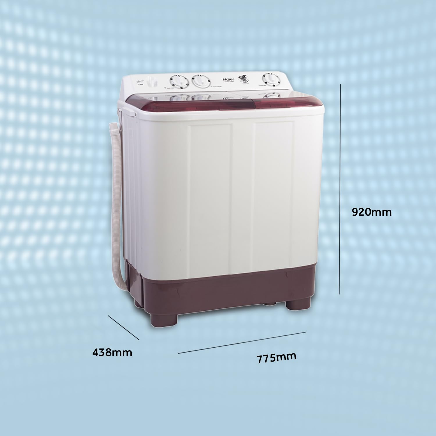 Haier Semi-Automatic 7 kg 5 Star Top Loading Washing Machine (White & Maroon, HTW70-1187BTN) 4