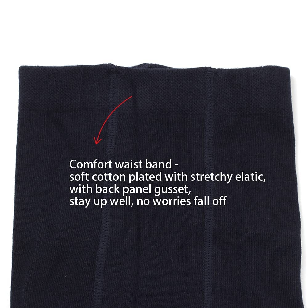 COTTON DAY 2 Pack Kids Girls School Dress Cotton Tights 6-8 Years (Navy Blue, Size 8) 6