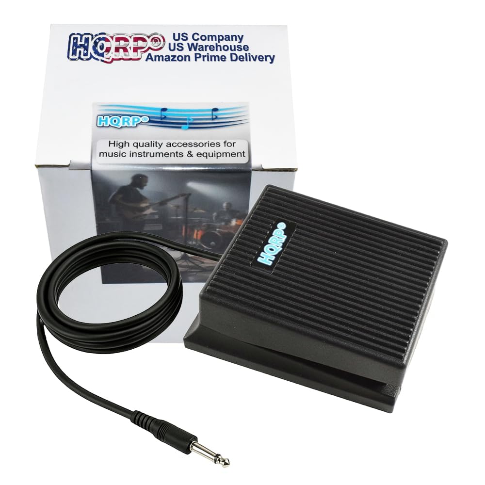 HQRP Sustain Pedal for Yamaha P-45, P-71, P-125, P-225, PSR-E373, PSR-E463, YPT-260, YPG-235, DGX-660, DGX-670, EZ-220, MX61, MODX6, MODX7, MODX8 Digital Piano Keyboard (FC5 Replacement, 1/4" Jack) 3