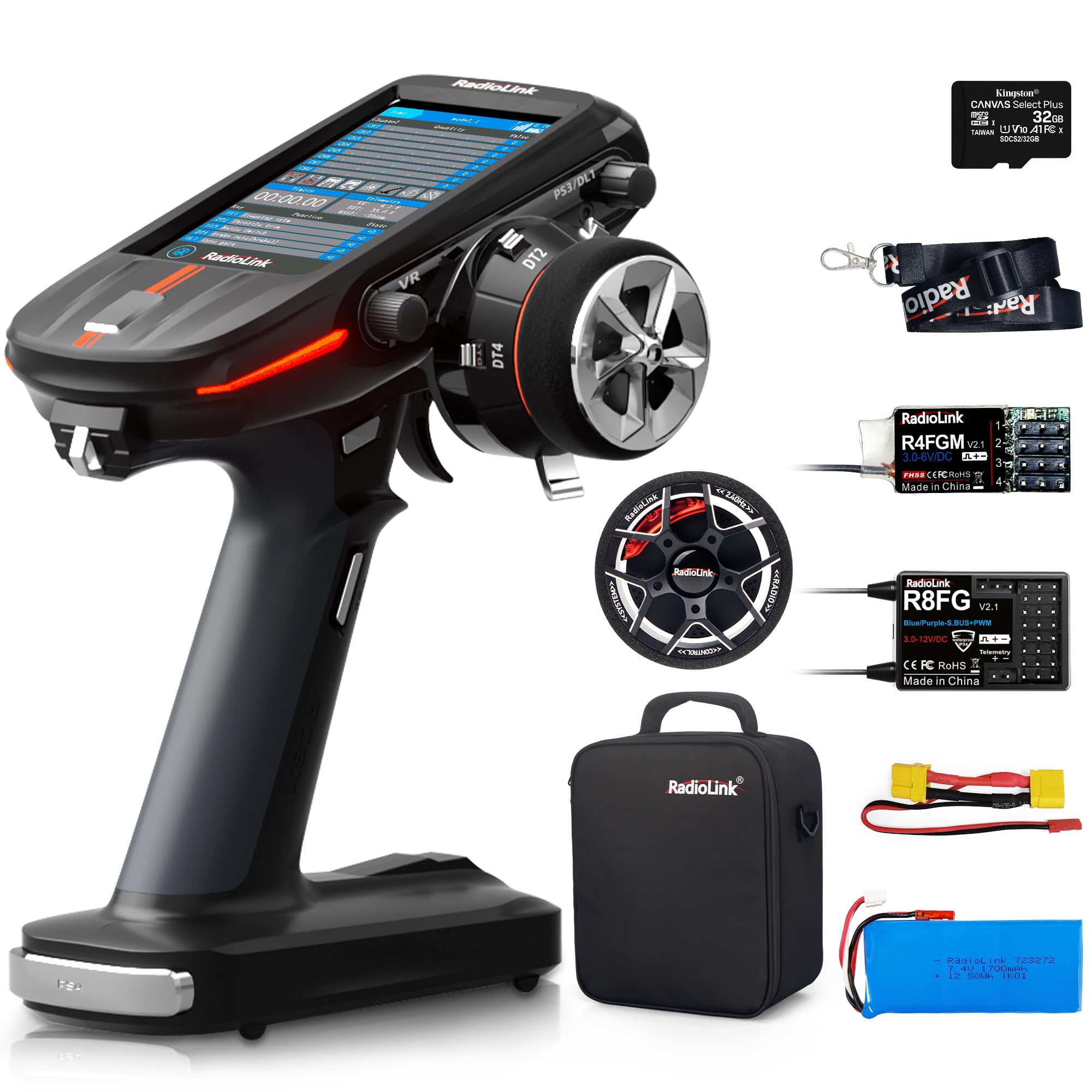 ATA HOBBY Radiolink RC8X 8CH 2.4G RC Transmitter and Newest R8FG V2.1&R4FGM V2.1 Gyro Receivers, with Metal Steering Wheel, 600m Long Range, 200 Models for RC Crawler Drifting Cars Boats 1