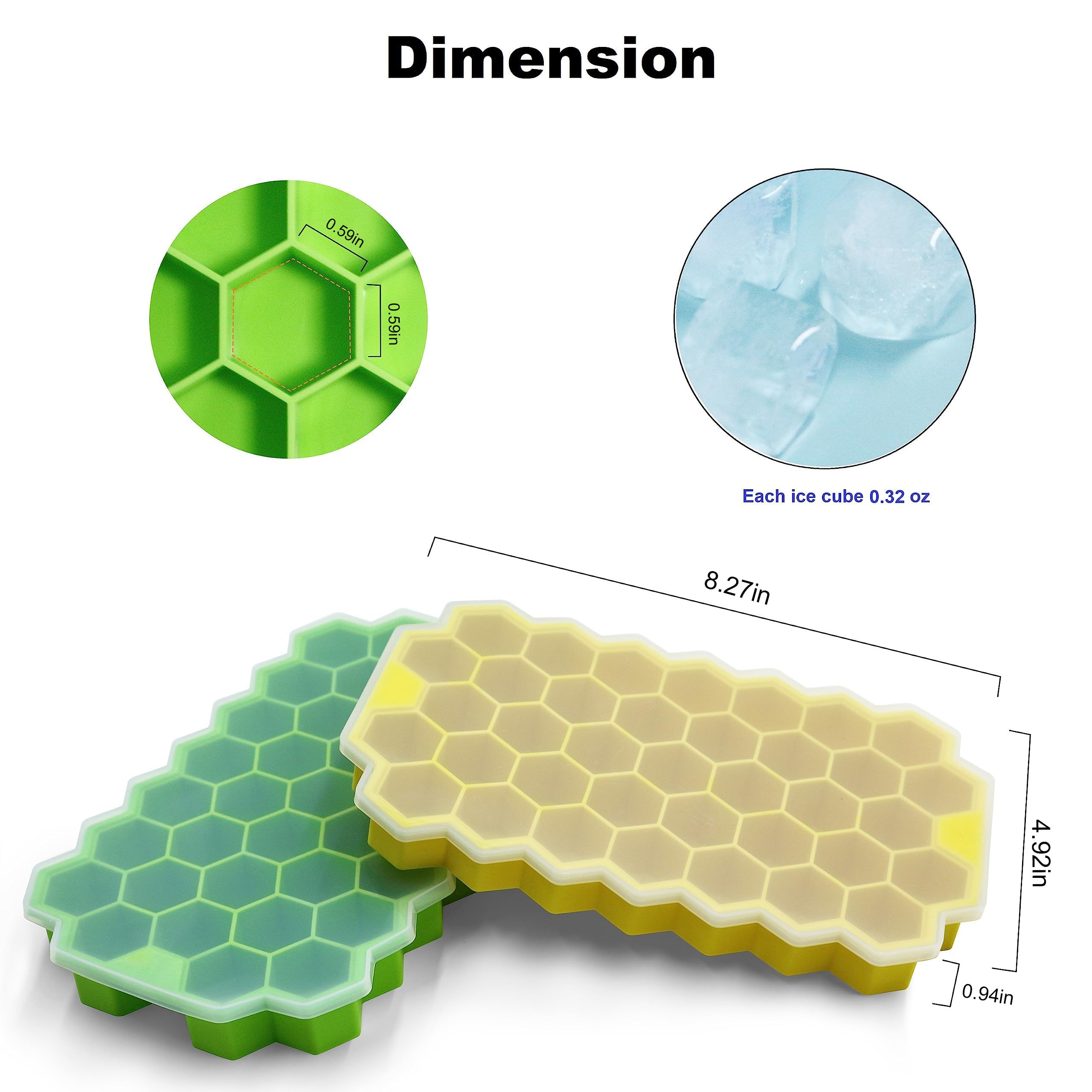 Ice Cube Trays for Freezer with Lid-37 Grid 4pcs Multicolor Silicone Ice Cube Tray with Lid for Small Ice Cube Molds,Easy-Release Reusable Ice Cube in Ice Bucket for Iced Coffee Cup 4
