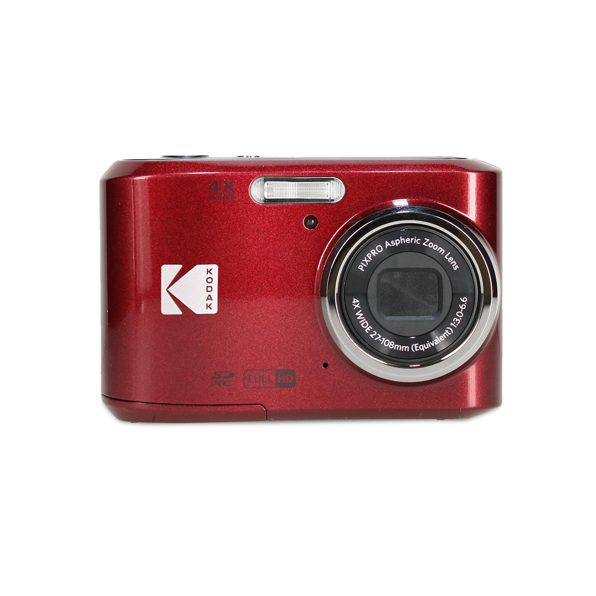 Kodak Pixpro FZ45 Digital Camera (Red) Bundle Including: 2X 64 GB Memory Card, Rechargeable Batteries, Camera Case, Flexible Tripod, Card Reader, Card Wallet, Hand Strap, Full Cleaning Kit 3