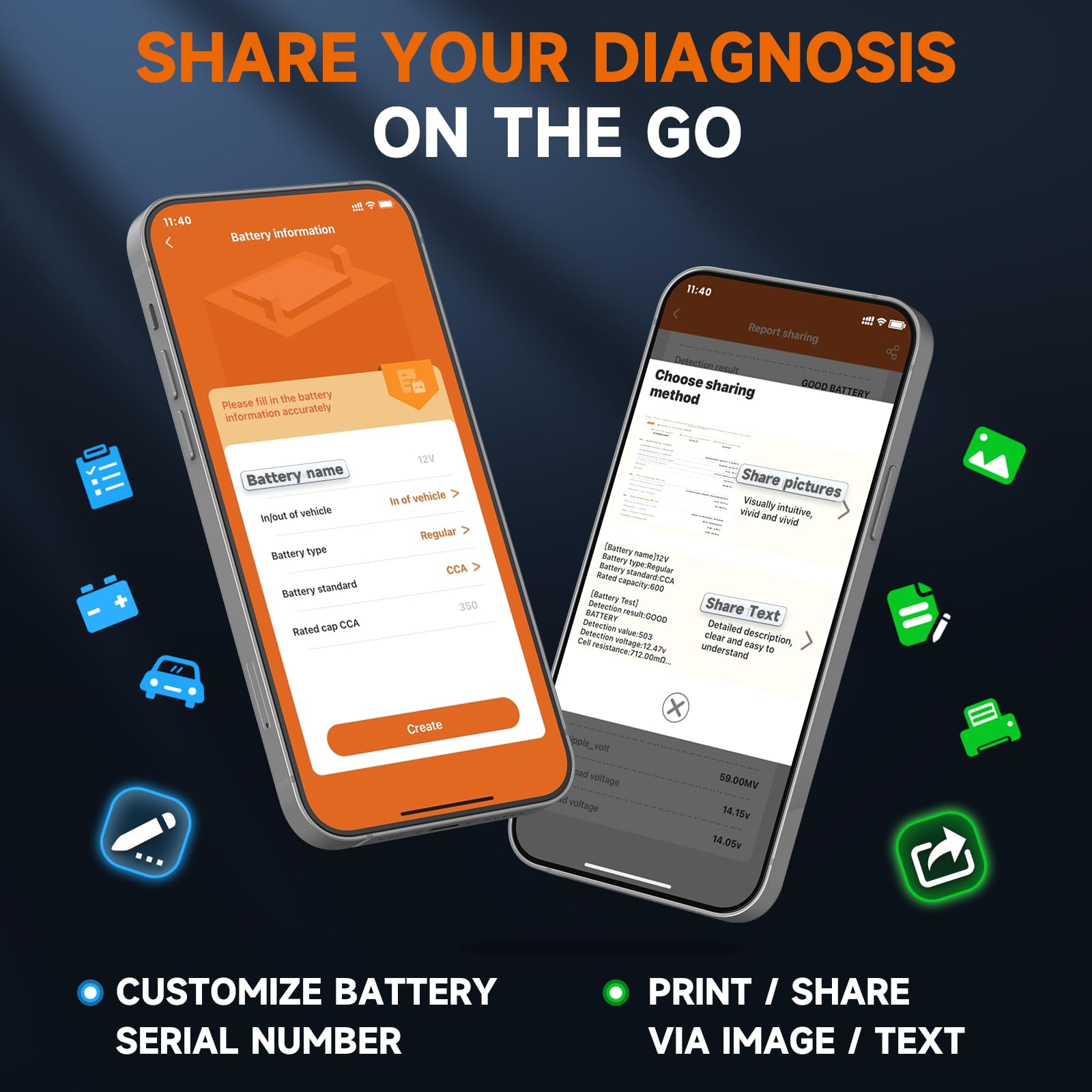 FOXWELL NT726 OBD2 Scanner with FOXWELL BT60 6V 12V Car Battery Tester 4