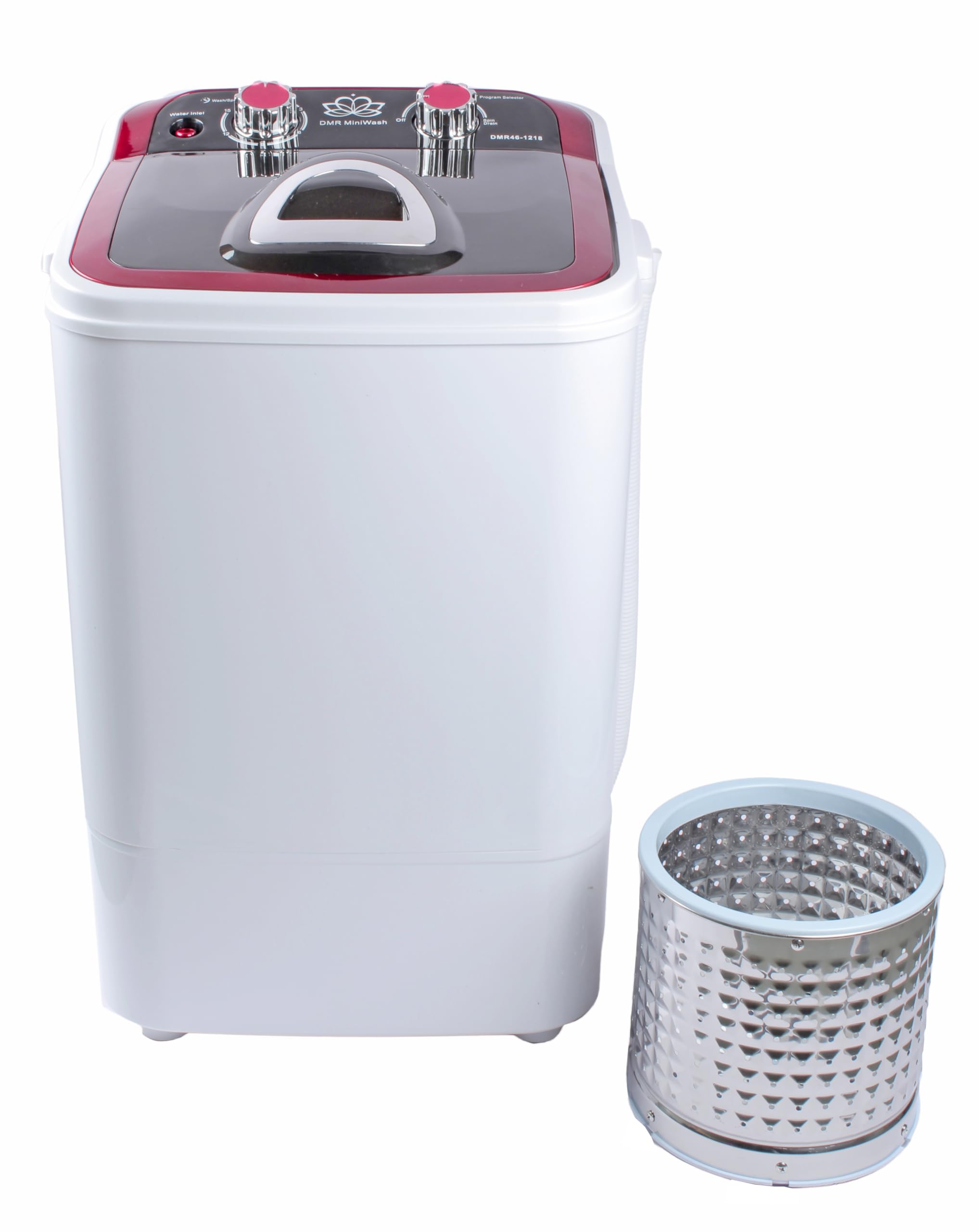 DMR Model DMR 46-1218 (W2Yr) Top Load Single Tub 4.6Kg Portable Mini Washing Machine with 2kg Steel Dryer Basket (Red) - With 2 years Free Spare Supply Warranty 1