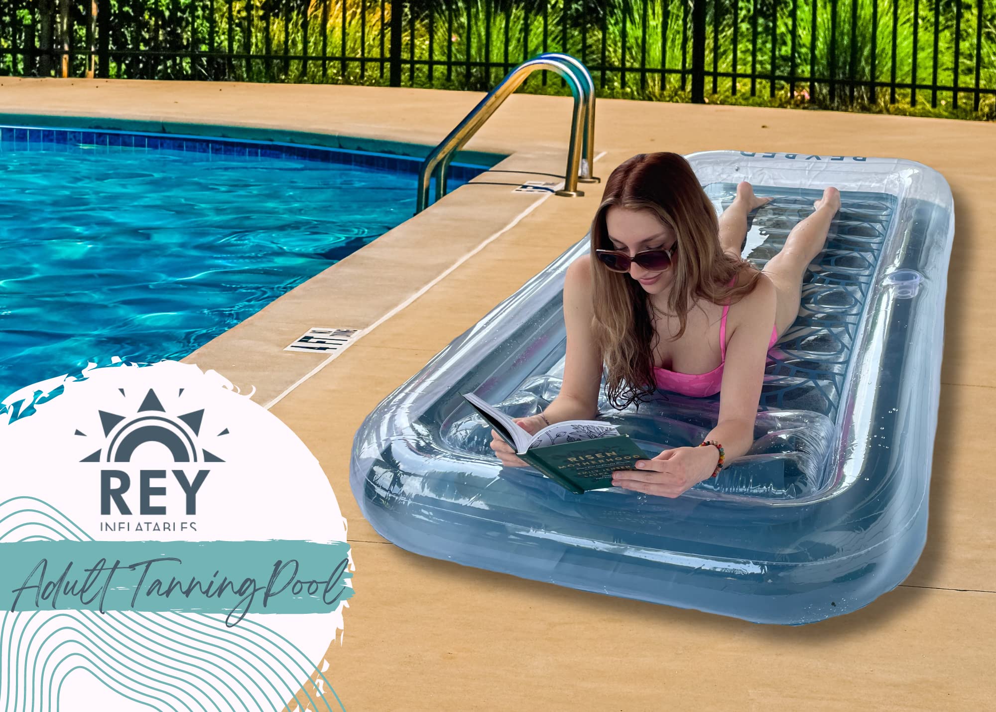 Rey INFLATABLES Inflatable Adult Tanning Pool I Suntan Tub – Outdoor Lounge Pool I Adult Kiddie Blow Up Pool I Blowup One Person Personal Pool for Relaxation and Sunbathing 4