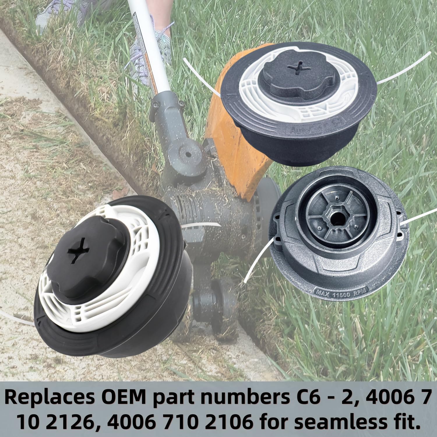 HHLZDHH 3 - Pack C6-2 Trimmer Head for Stihl FS38 FS40 FS40C FS45 FS46 FS50 FS50C FSA60R FSA86R FSE60 FSE71 FSE81 Easy Loading Lawn Mower Garden Tool Accessories 6