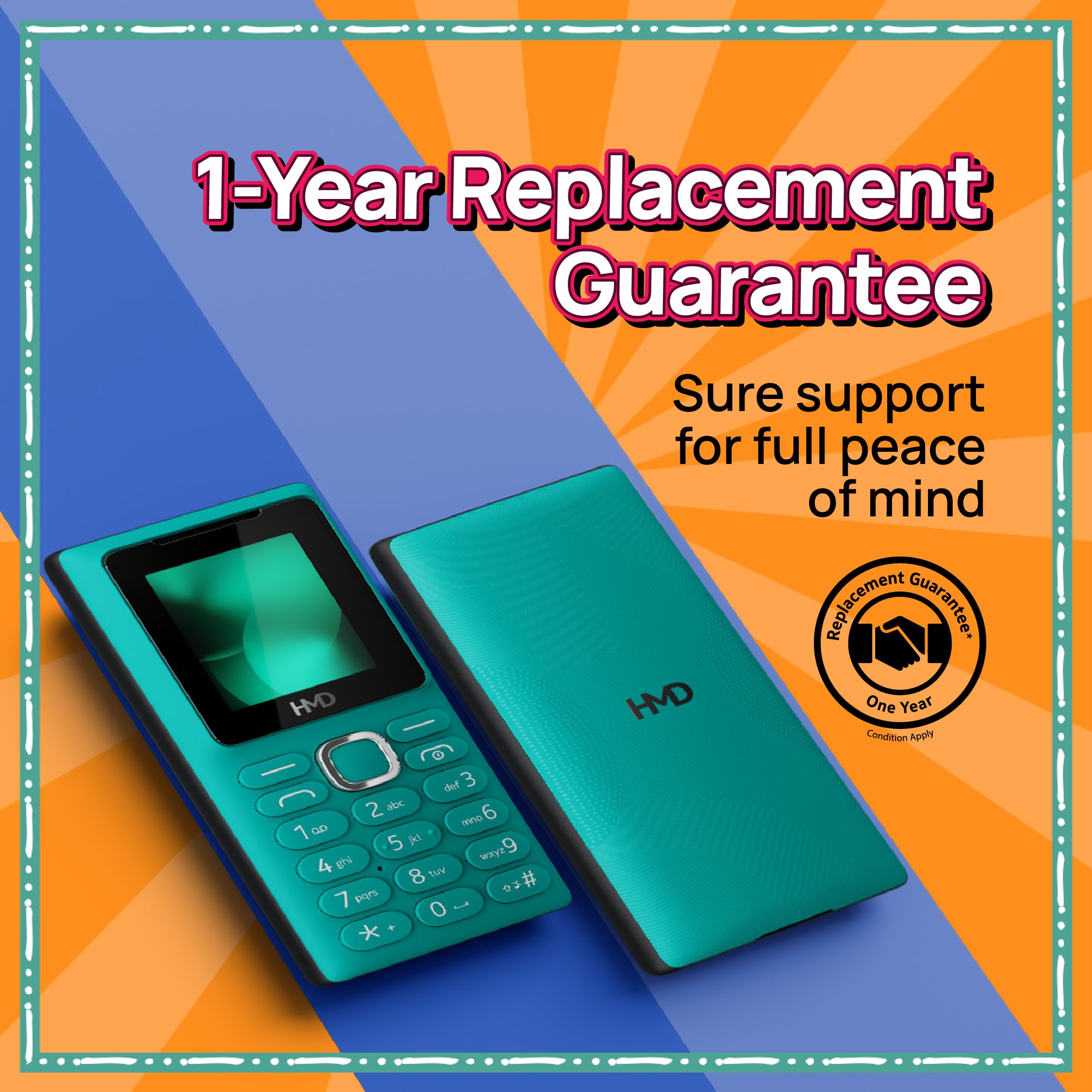 HMD 101 Keypad Mobile Phone |Dual SIM, Long Lasting Battery, Durable Design, Phone Talker, Wireless FM Radio, MP3 Player, MicroSD, 1-Year Replacement Guarantee | Teal 6