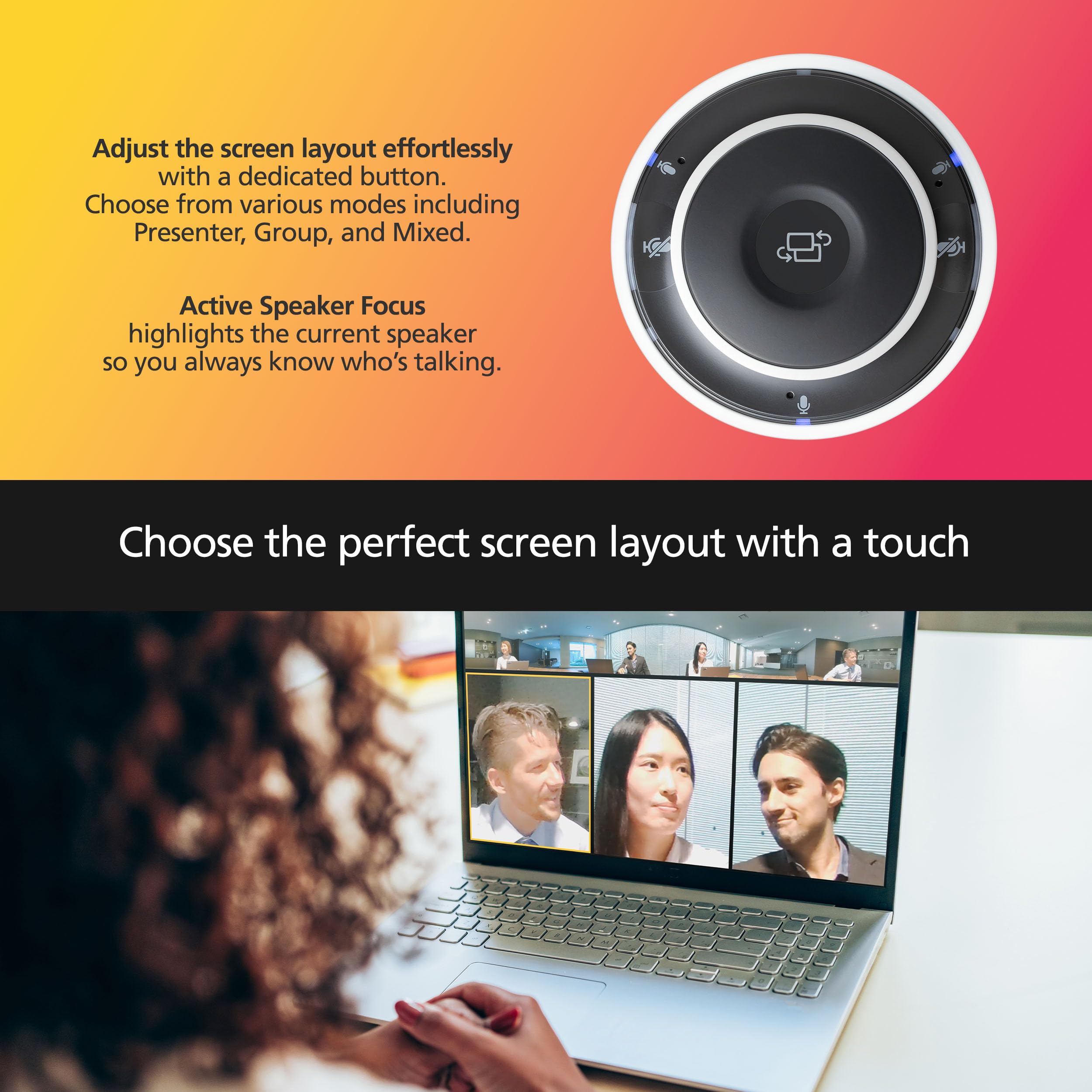 RICOH Meeting 360 3-in-1 Video Conferencing Device | 360 Degree Panoramic View with Active Speaker Detection & Focus | 3 Mics with Background Noise Reduction | 3X 8W Speakers | USB-C Bus Powered 5