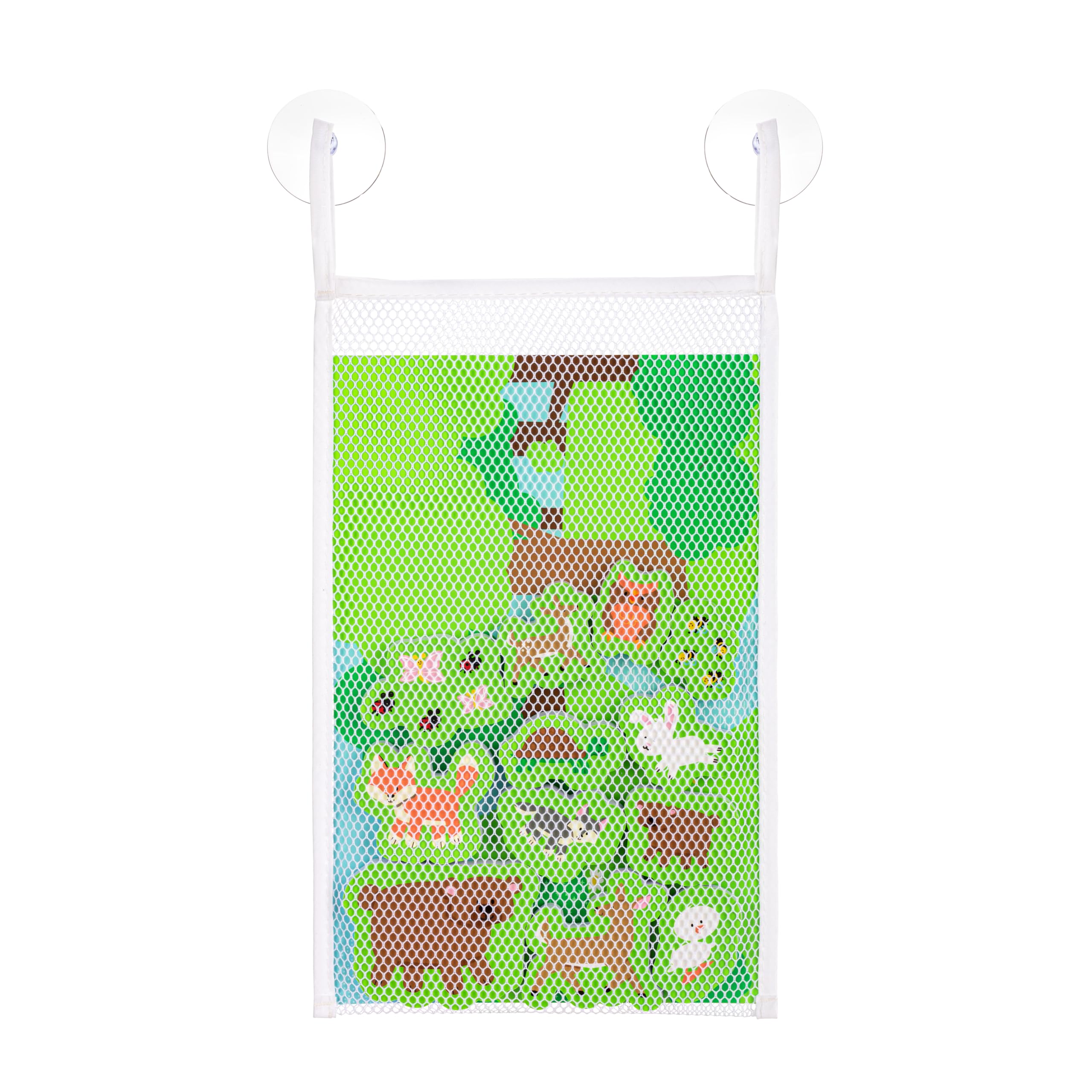 DEMDACO Love to Play 12.5 x 8 Inch Bathtub Toy Playset with Hanging Mesh Bag Organizer, Green, Forest Friends 5