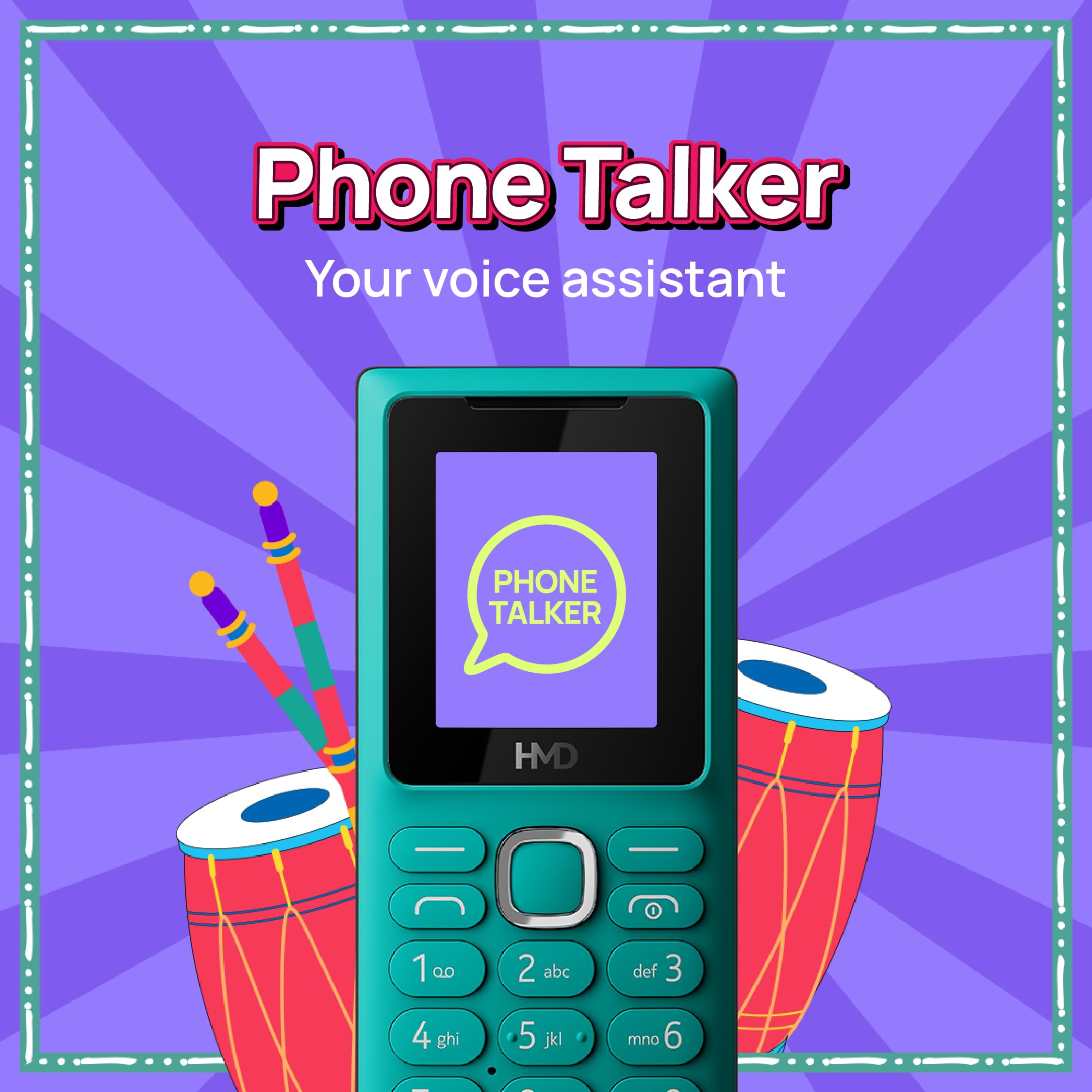 HMD 101 Keypad Mobile Phone |Dual SIM, Long Lasting Battery, Durable Design, Phone Talker, Wireless FM Radio, MP3 Player, MicroSD, 1-Year Replacement Guarantee | Teal 3