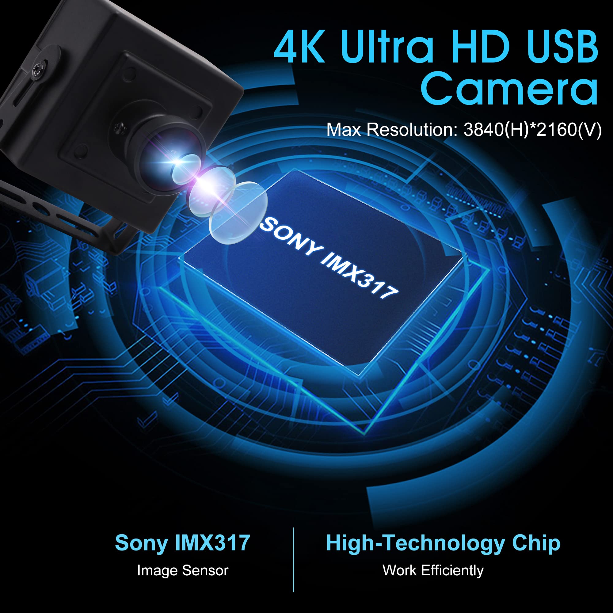 ALPCAM 4K Ultra HD Webcam High Resoulution 2160P USB Camera with 170 Degree Fisheye Lens,IMX317 Sensor USB Camera Support OPENCV for Windows/Linux/OBS/Mac/Raspbeery Pi 4