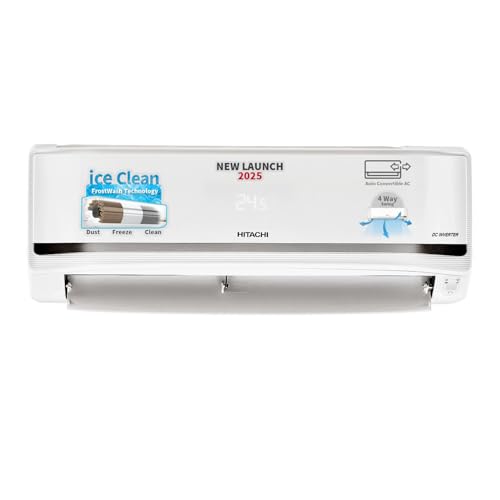 Hitachi 2 Ton Class 5 Star, 4-Way Swing, ice Clean, Xpandable+, Inverter Split AC (100% Copper, Dust Filter, 5500STXL RAS.V522PCBISH1, White)