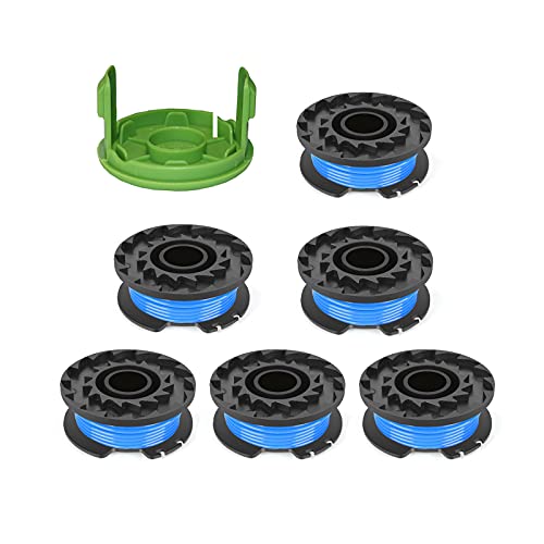 Thten 0.065" Single Line Auto-Feed Replacement Trimmer Spool 29092 for Greenworks Weed Eater String 24V and 40V Trimmer (6 Packs Plus 1 Cap)