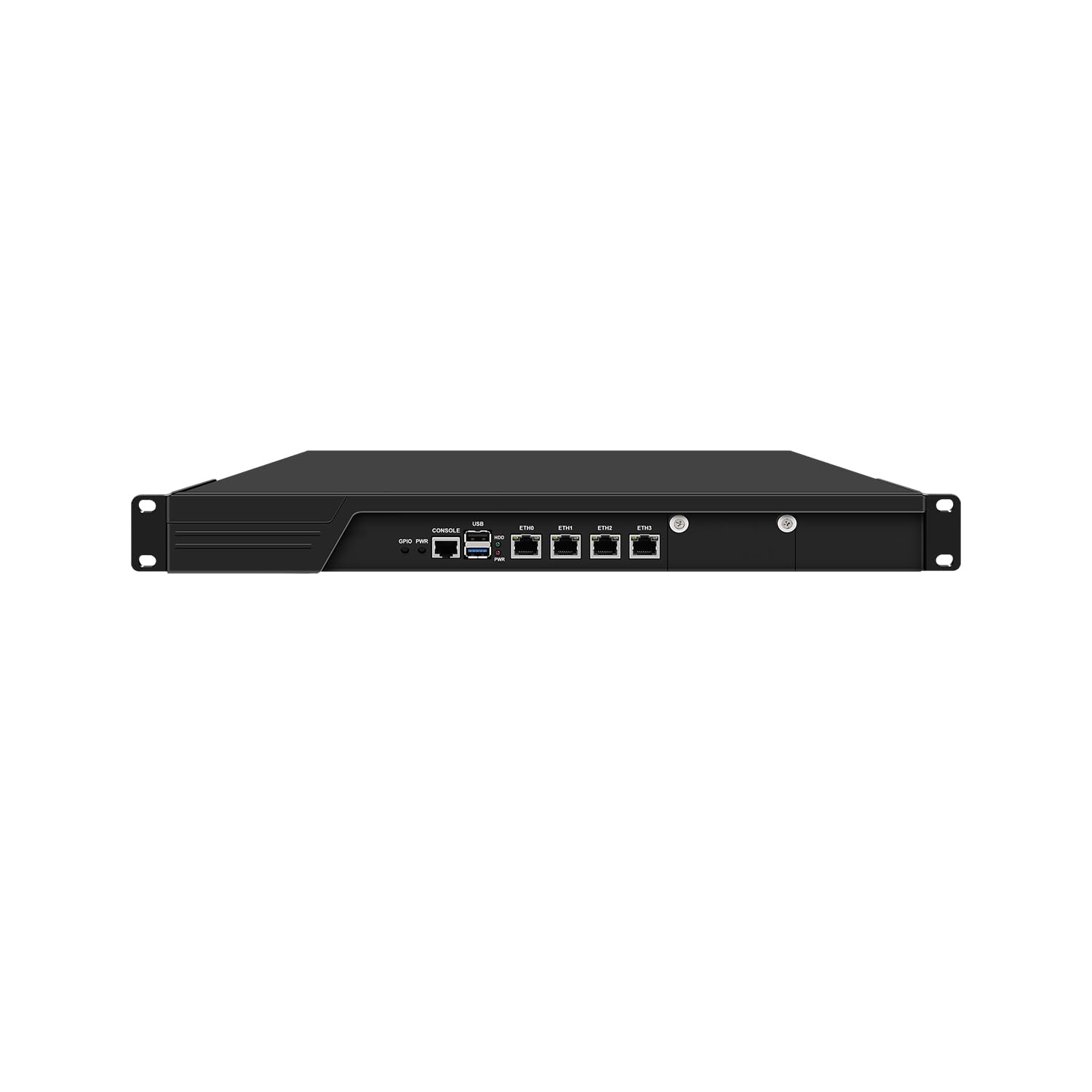 HUNSN 1U Firewall Appliance with Redundancy Power Supply, VPN, Router PC, N100, RJ53k, 4 x 226-V 2.5GbE LAN, Console, VGA, GPIO, SIM Slot, Dual Power, Barebone, NO RAM, NO Storage, NO System