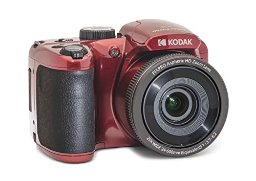Kodak PIXPRO AZ255-RD 16MP Digital Camera 25X Optical Zoom 24mm Wide Angle Lens Optical Image Stabilization 1080P Full HD Video 3" LCD Vlogging Camera (Red)