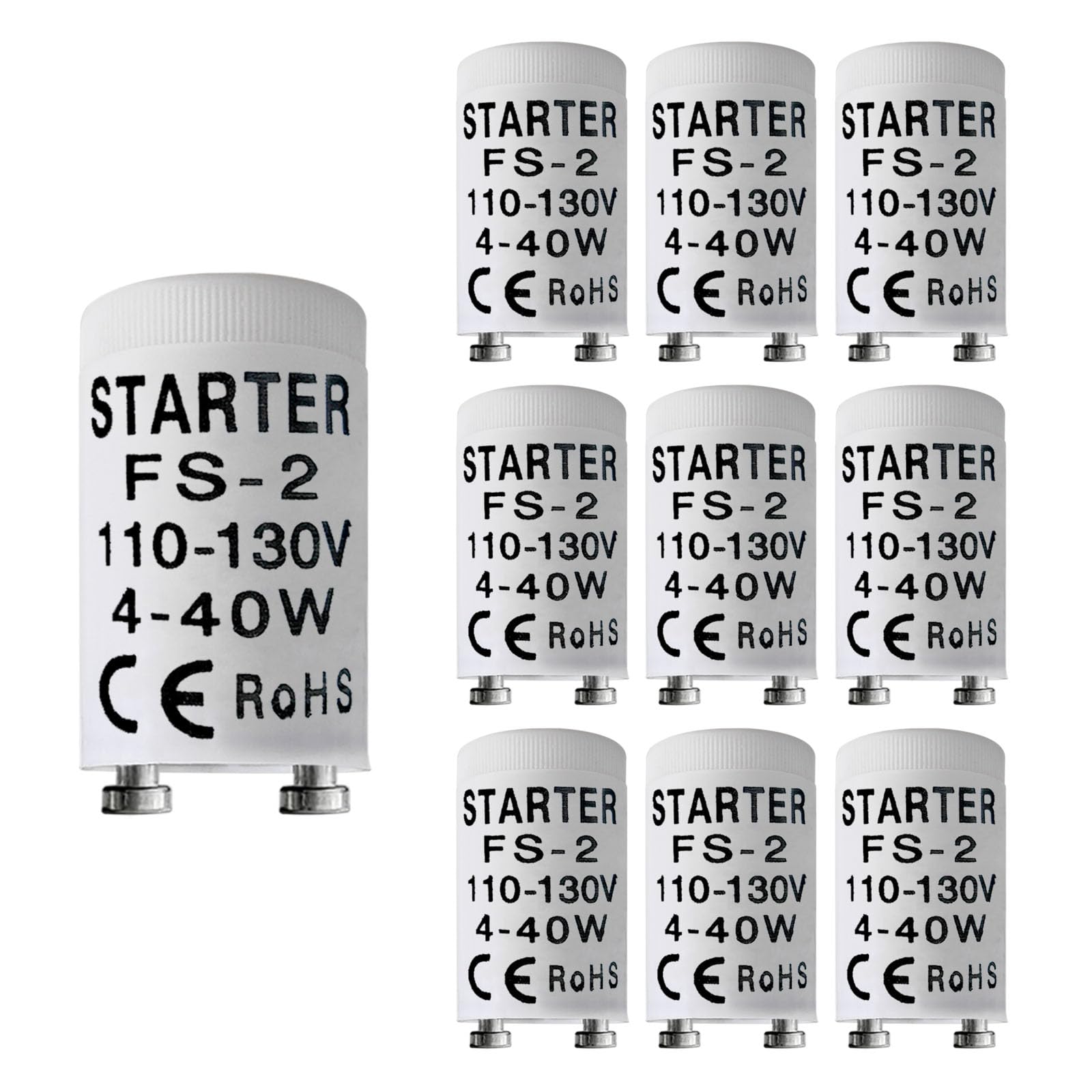 amgolibi Fluorescent Starter for 4-40 Watt lamp, FS-2 S2 FS-5 S5 Preheat Fluorescent Bulb Stater